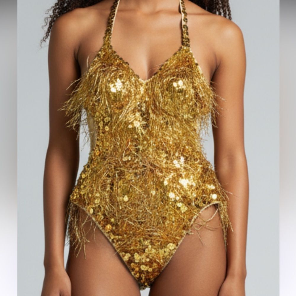Glamour solo dance costume gold beaded fringe ballroom flapper 5633 XLA adult